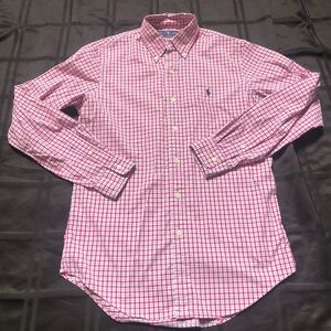 POLO Ralph Lauren  Performance Red Plaid Dress Shirt Size Small Button Down